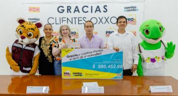 Recibe DIF Tulum recaudación de programa redondeo clientes OXXO