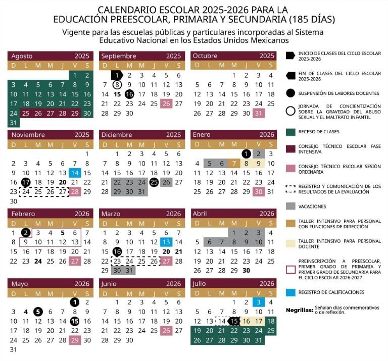 nuevo calendario escolar de la SEP